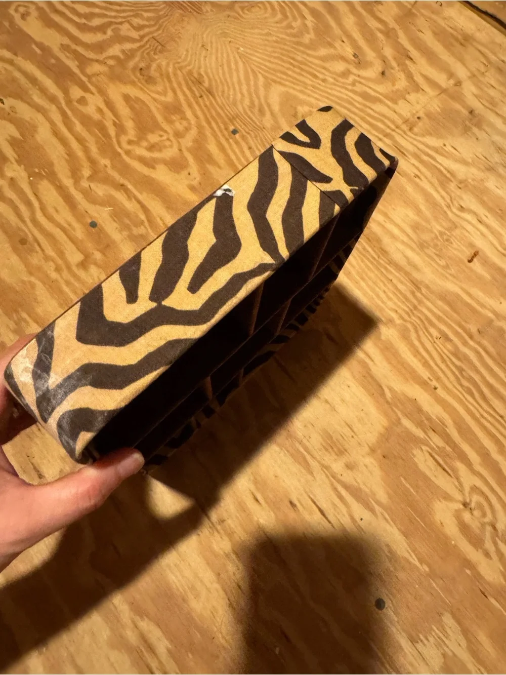 Brown Felt Jewelry Organizer Tray with Zebra Accent